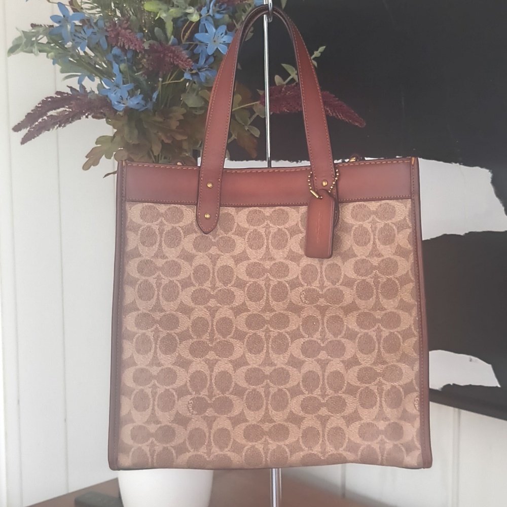 Coach Brown and Red Signature Tote Bag - Picture 4 of 8